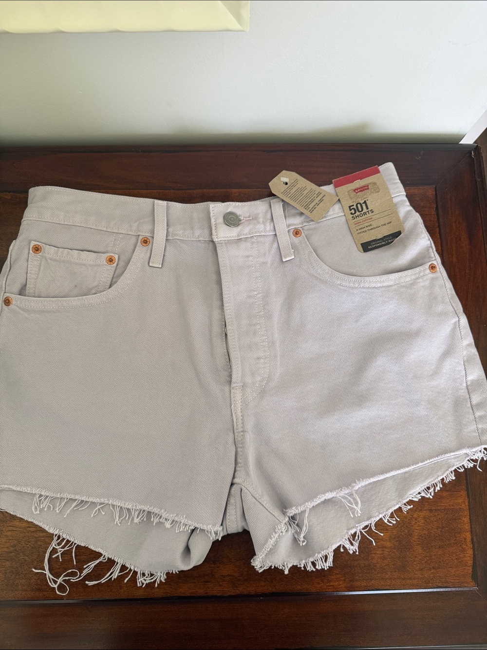Levi's 501 Frayed Hem Jean Shorts - Lavender